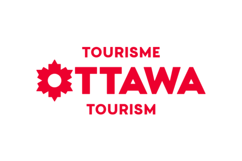 Red logo on transparent background reading Tourisme Ottawa Tourism