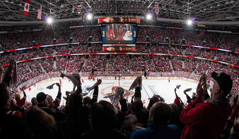 Fans at Canadian Tire Centre for an Ottawa Senators game