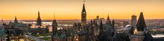 Panoramic view of Parliament Hill and Fairmont Château Laurier 