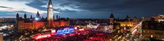 Canada Day celebrations on Parliament Hill at night