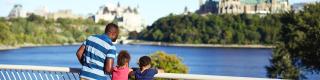 View of Parliament from Canadian Museum of History, family