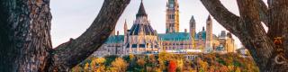 Autumn view of Parliament Hill with colourful fall foliage